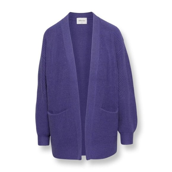 Aritzia Wilfred Free Unwind Cozy Open Front Wool Chunky Cardigan Purple Size XL - Picture 2 of 13